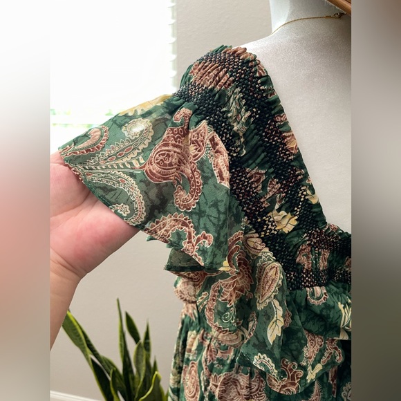 NWT - Jodifl Green boho paisley Garden Party Dress - Picture 11 of 14